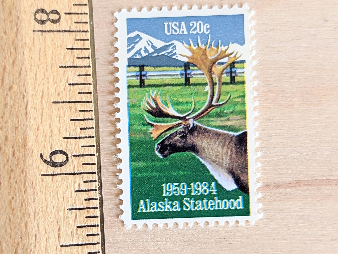 10 Alaska Stamps, Statehood Stamps,1984 Unused Postage Stamps, 20 Cent