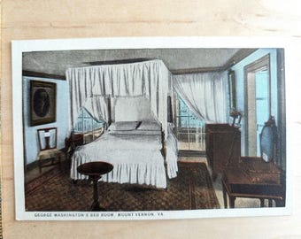 Postal sin usar del dormitorio de George Washington, Mount Vernon, Virginia
