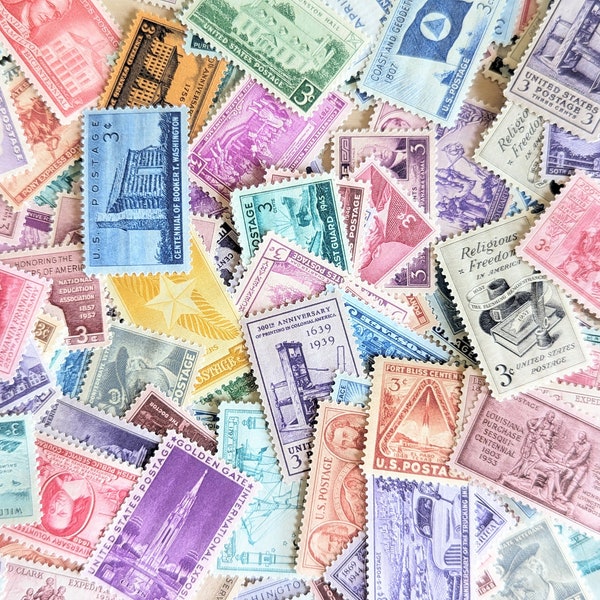 25 Different 3 Cent Unused US Postage Stamps, 1935-1958, Choose From 4 Different Sets of Unique Stamps