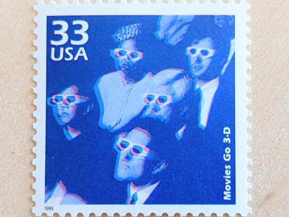 3D映画切手5枚、ヴィンテージ未使用USPS 33セント切手、1950年代の世紀 