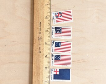 アメリカ国旗切手25枚、歴史的なアメリカ国旗、1968年未使用切手、6