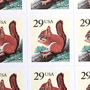Sheet of 18 Squirrel Stamps, 29 Cent Unused US Stamps, 1993, Vintage Collectible Stamps