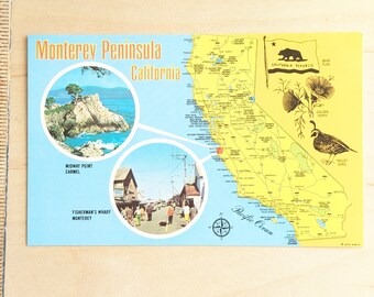Carte postale inutilisée de la péninsule de Monterey en Californie