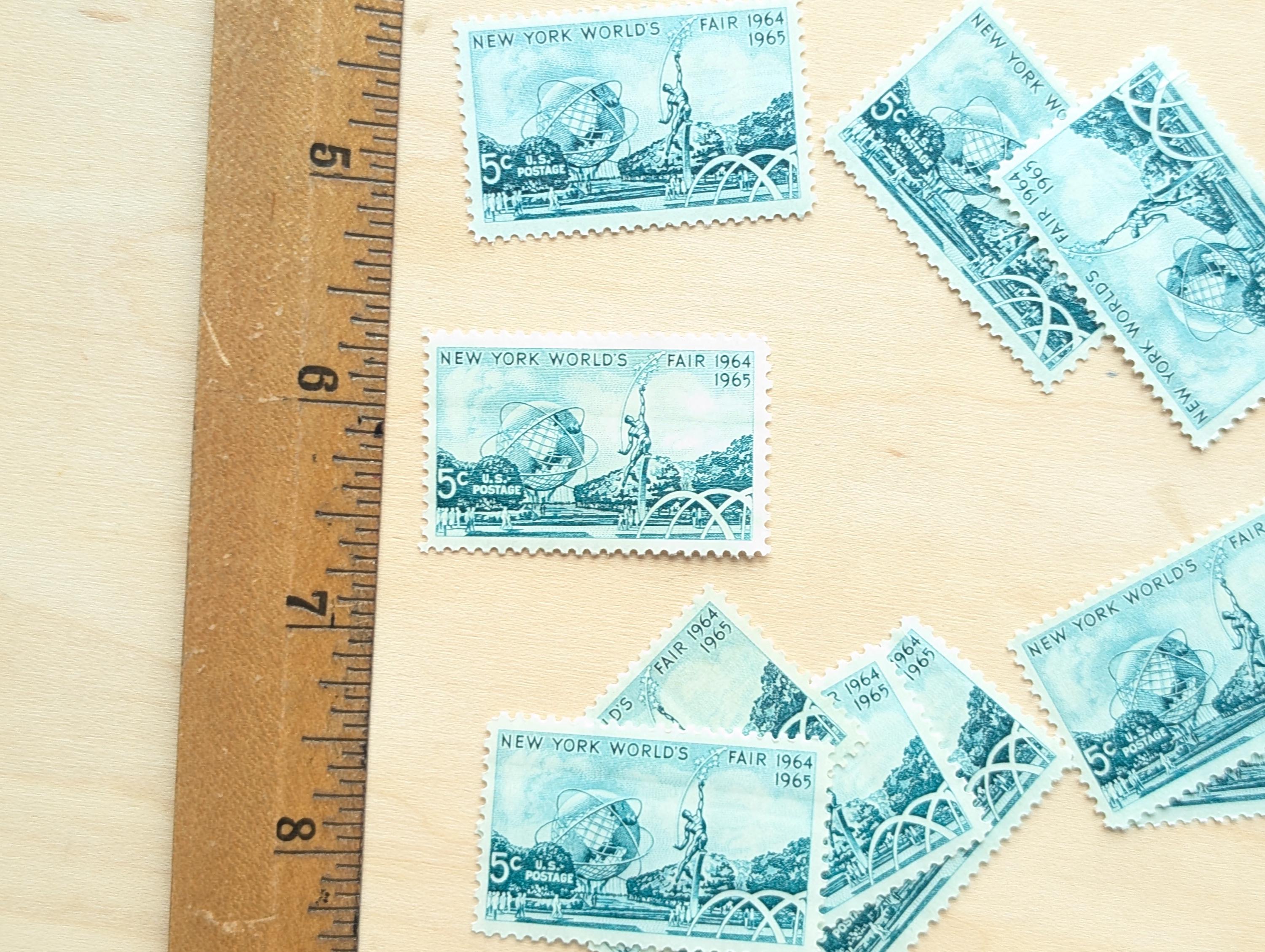 ニューヨーク万国博覧会切手10枚、ヴィンテージ未使用USPS5セント切手