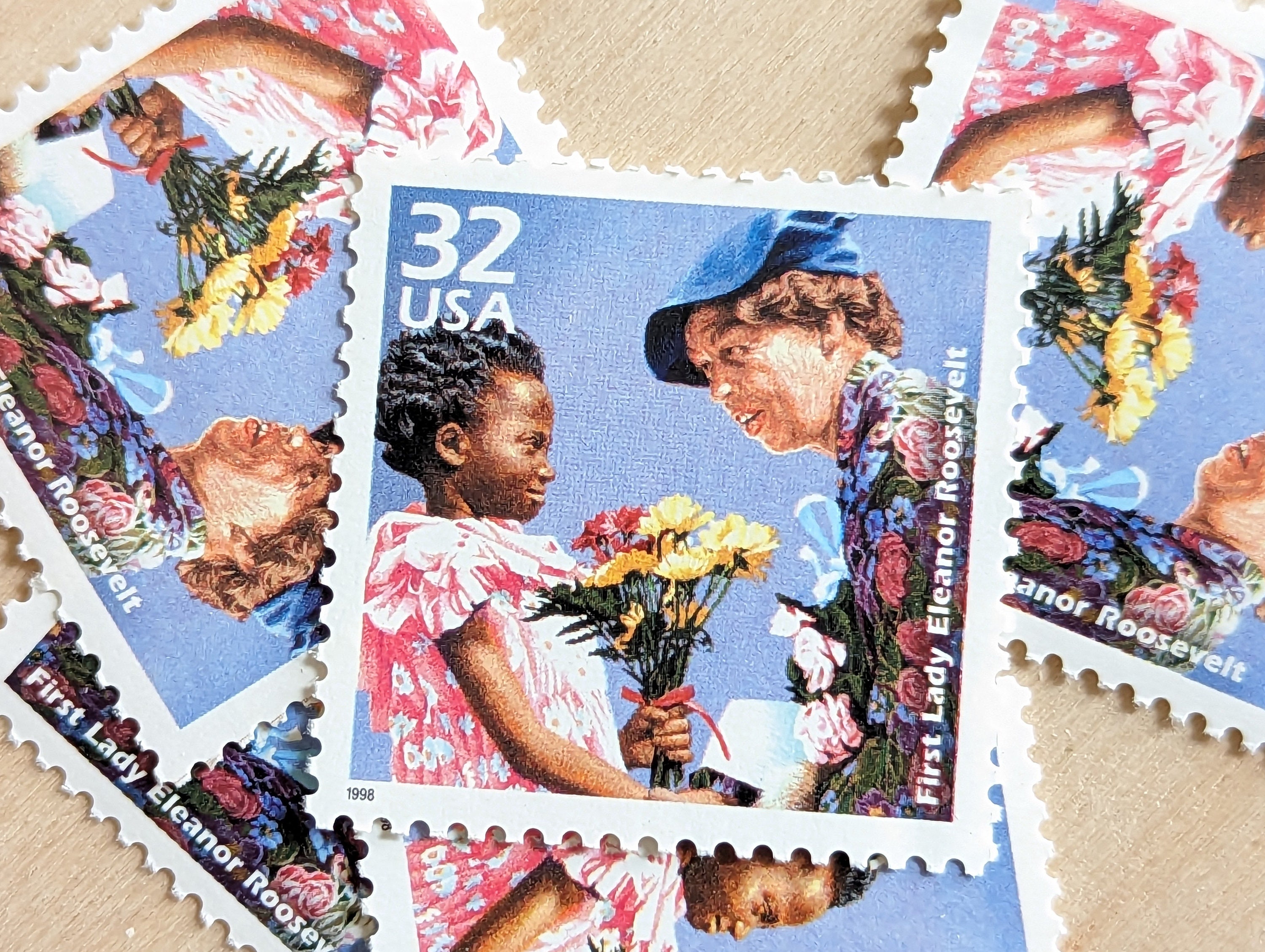 5 Eleanor Roosevelt stamps, 32 Cent, 1998, 1930s Celebrate The Century, Unused Postage Stamps, Vintage Collectible Stamps