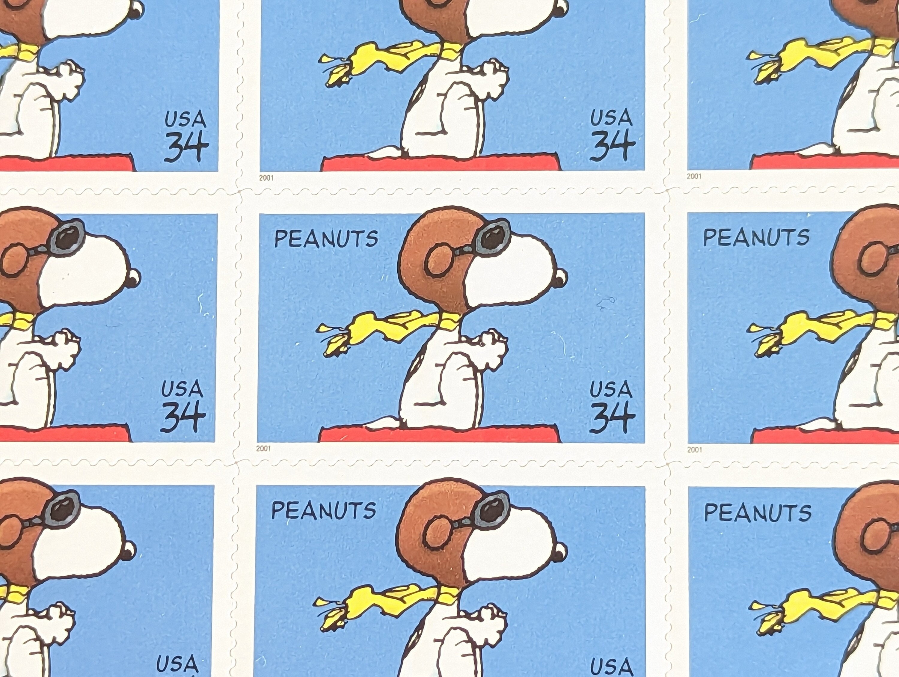 Snoopy Stamp Sheet, Unused US 34 Cent Stamps, 20 Stamps