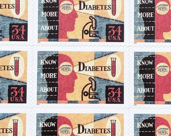 Diabetes Awareness Briefmarken Bogen, Unbenutzte US 34 Cent Briefmarken, 20 Briefmarken, aus dem Jahr 2000