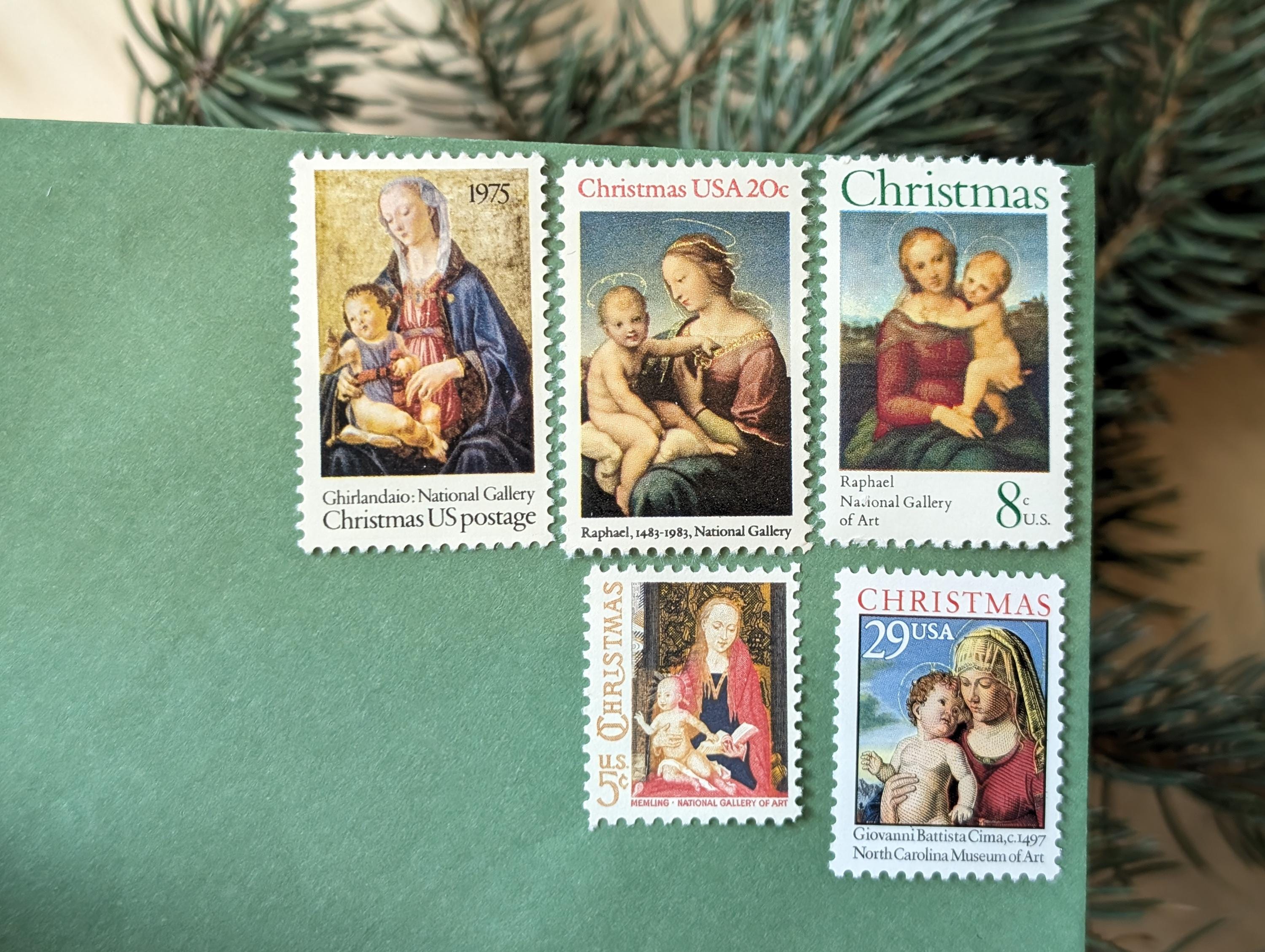 10 Christmas Madonna and Child Stamps, Vintage Unused USPS 10 Cent  display picture 1