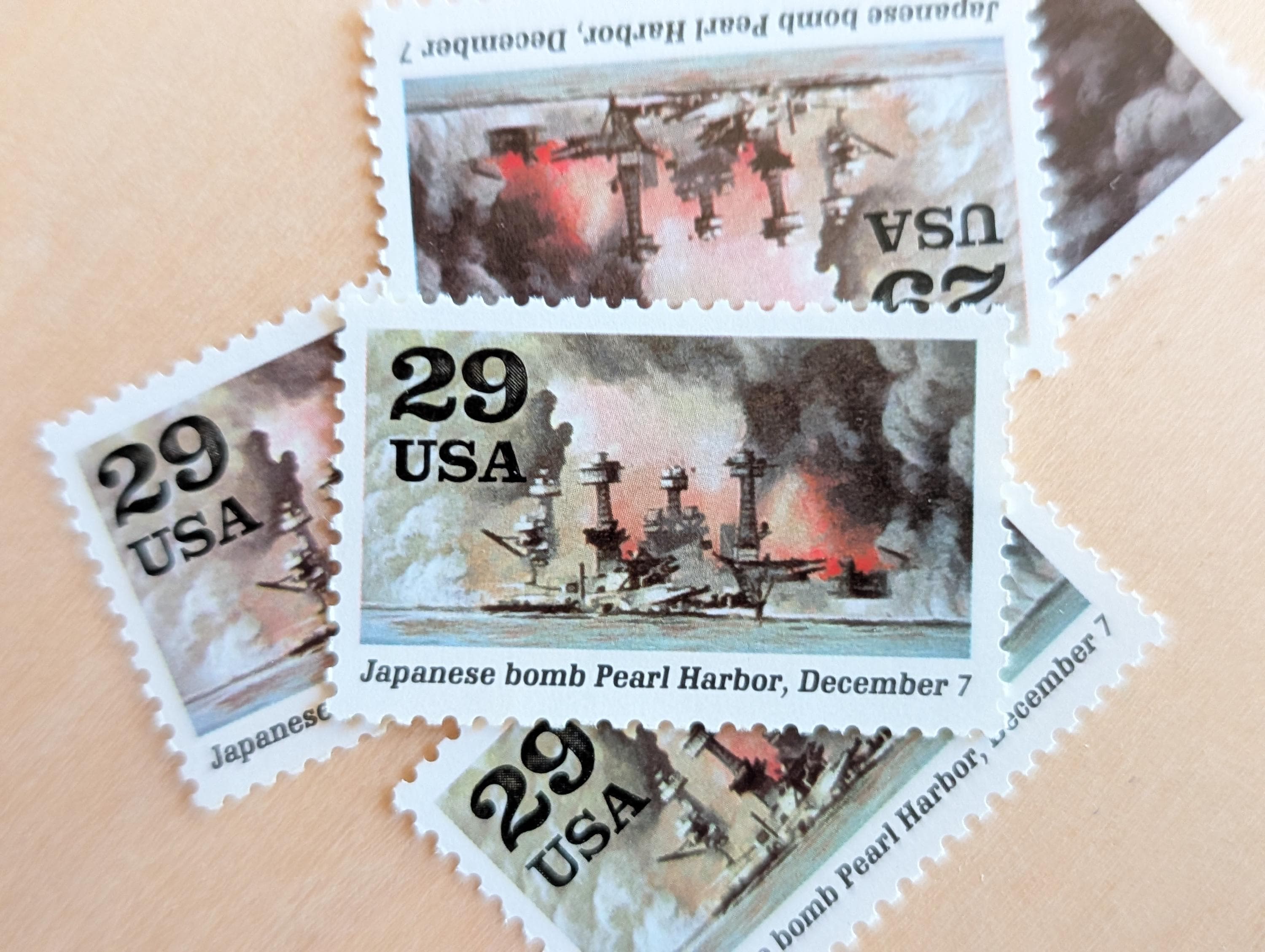 5 Japanese Bomb Pearl Harbor Stamps, 29 Cent USPS Postage Stamps