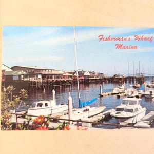 Postal sin usar del puerto deportivo Fisherman's Wharf, Monterey, California