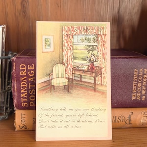 Unused Lost Friends Writing Postcard