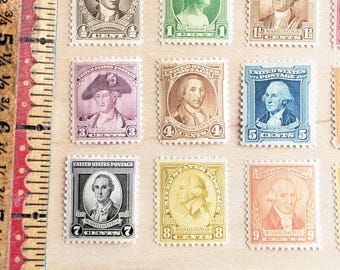 コレクション ANTIQUE STAMPS/POSTCARDS Collection of 12 George Washington Bust Stamps, 1/2 to 10 Cent