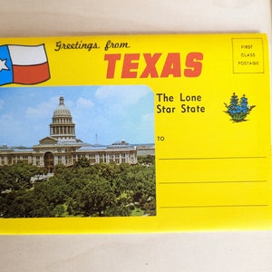 Cartolina pieghevole del Texas inutilizzata, anni '40, cartolina con immagini pieghevoli, richiede affrancatura regolare di prima classe