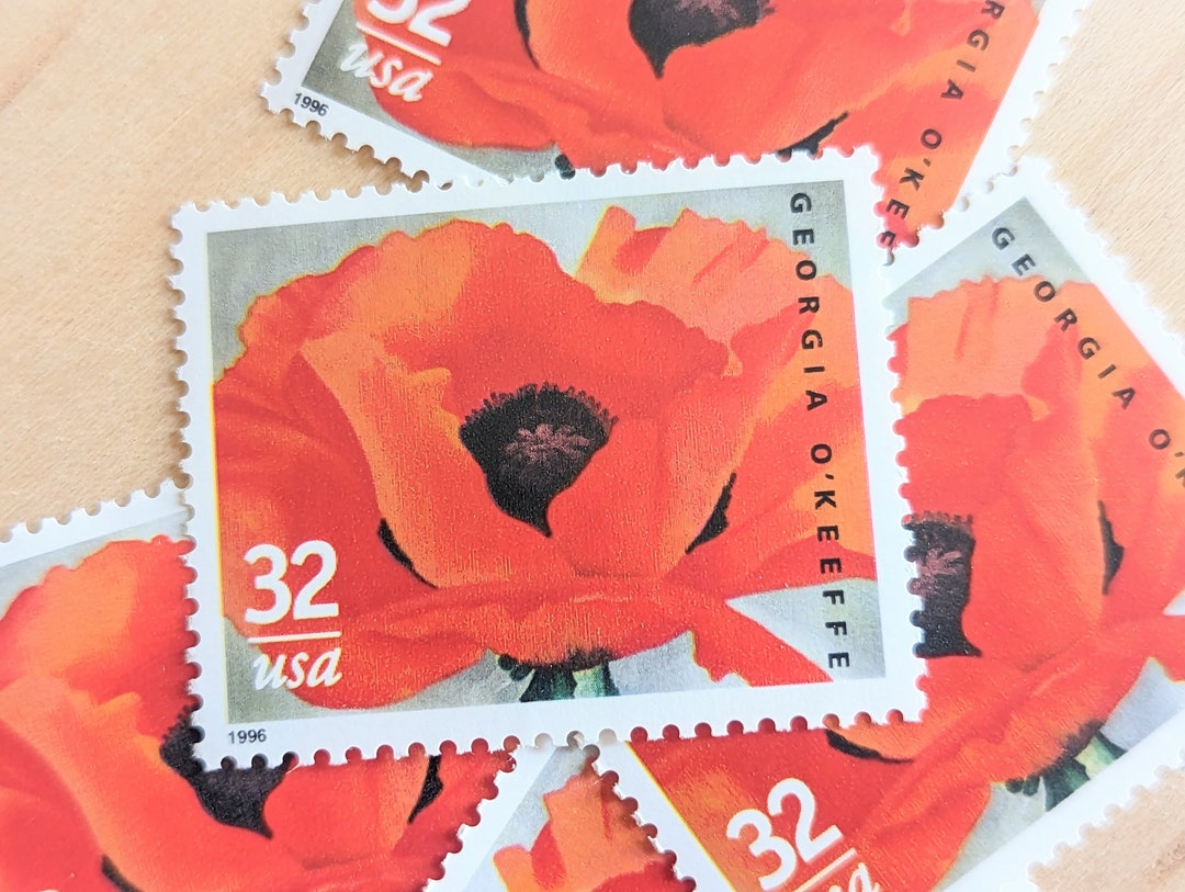 5 Poppy O'keeffe Stamps, 32 Cent Unused Postage Stamps Etsy