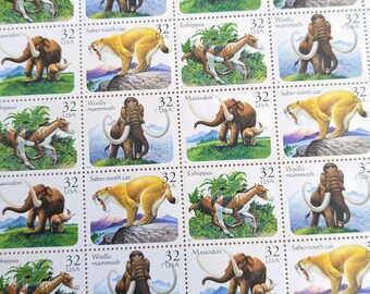 先史時代の動物切手 20 枚セット、32 セント 1990 年未使用米国