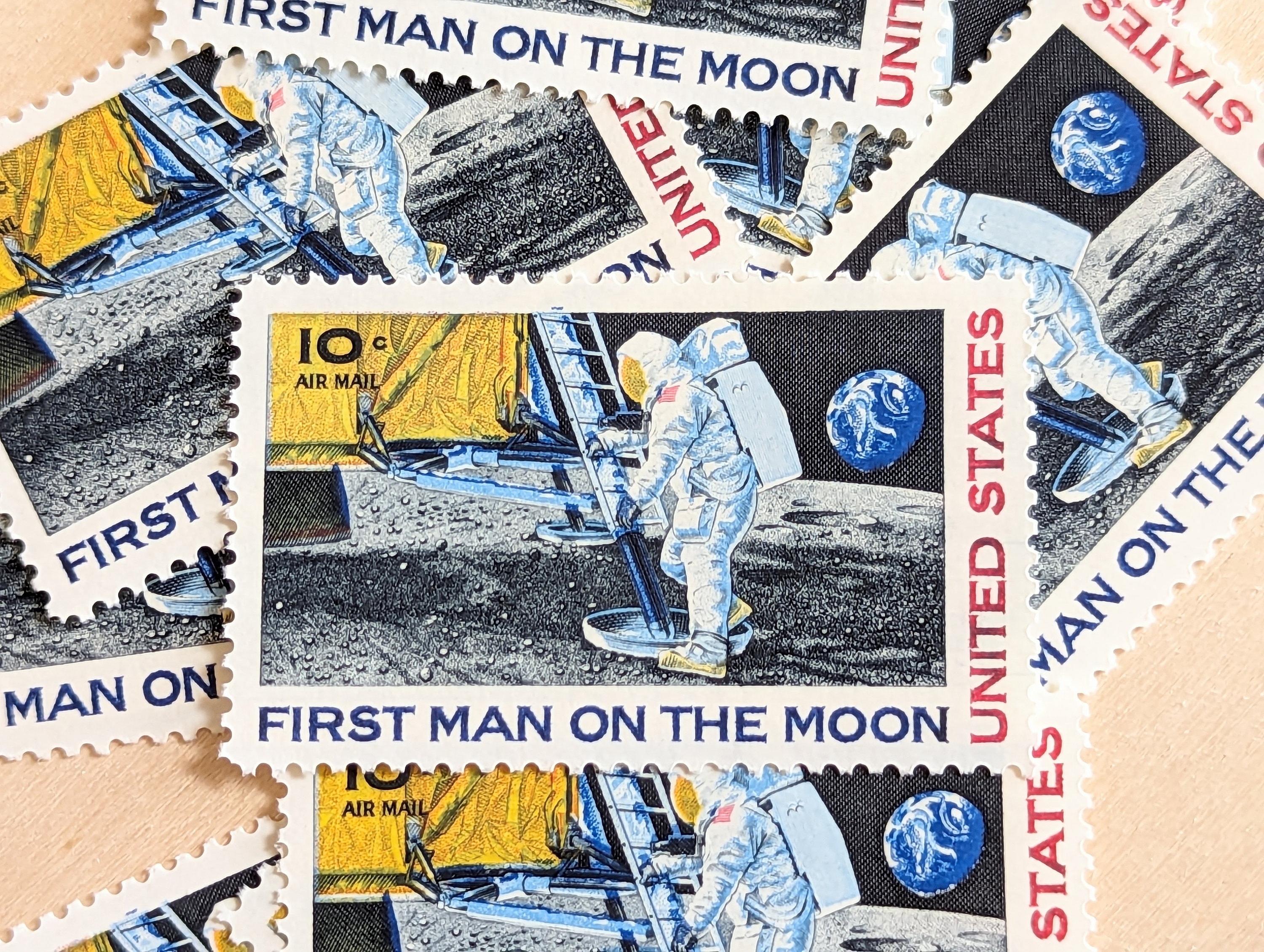 人類初の月面着陸記念切手10枚、1969年未使用10セント切手 - Etsy 日本