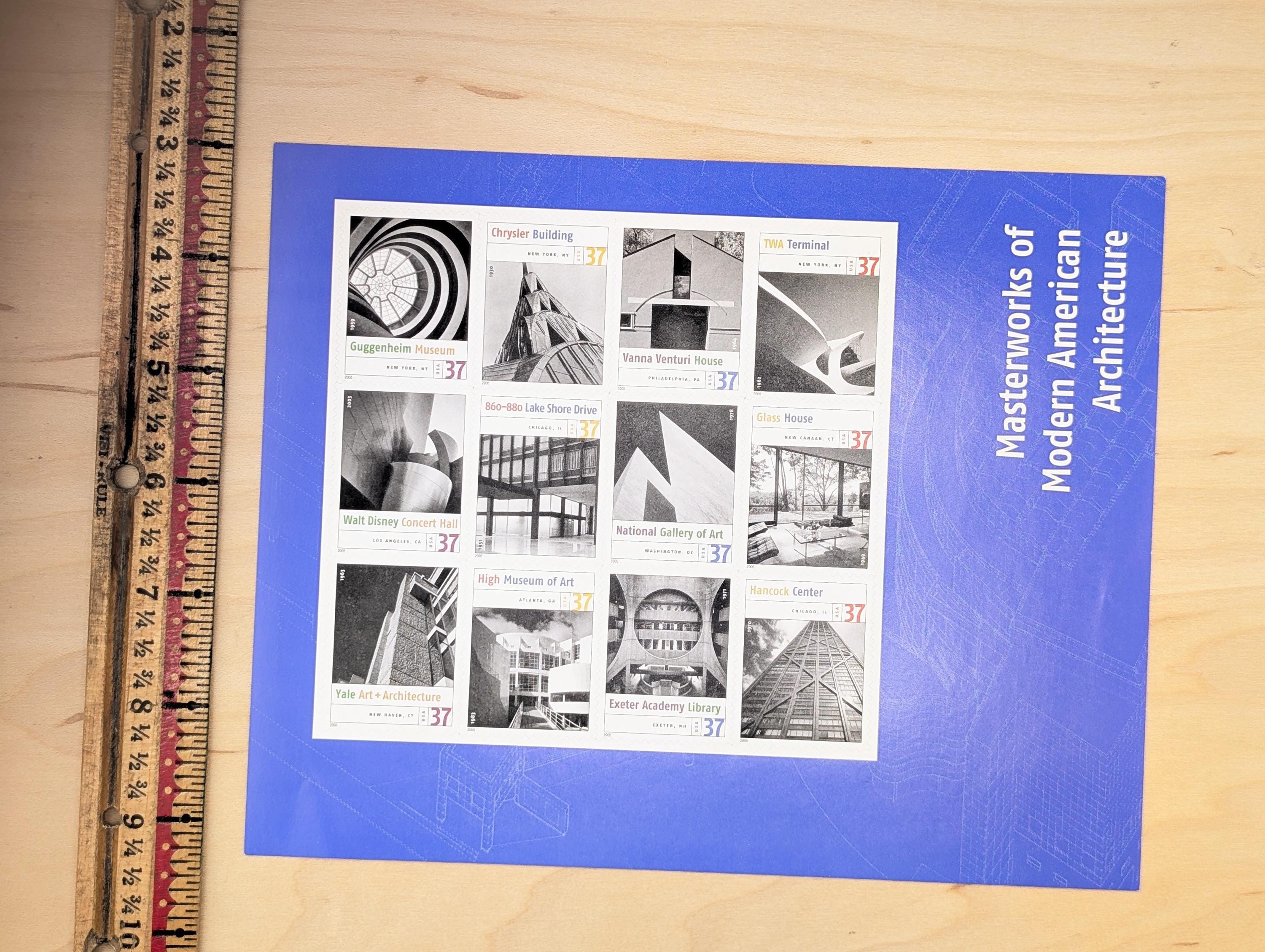 建築切手12枚セット、ヴィンテージ未使用USPS 37セント切手、2005年