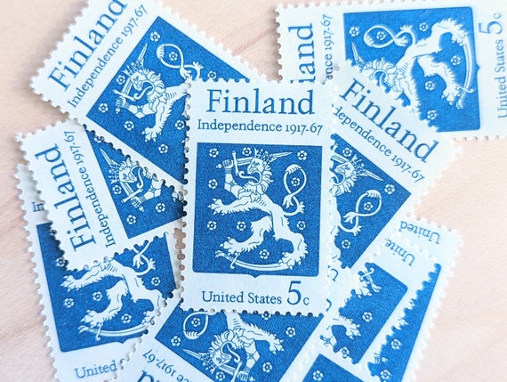 フィンランド独立記念切手10枚、1967年未使用切手、5セント切手 