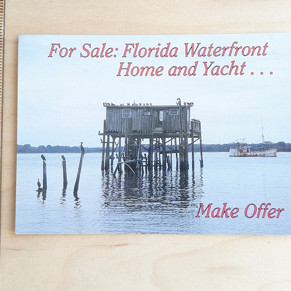 Unused Florida The Handyman Special Postcard, "For sale: Florida Waterfront Home and Yacht...Make Offer"