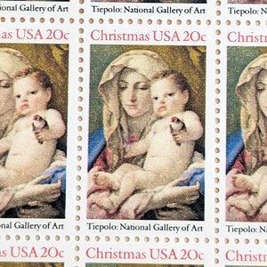 Bogen mit 50 Weihnachtsmadonna mit Kind Tiepolo Gallery of Art Stamps, 20 Cent, 50 unbenutzte Briefmarken, 1982