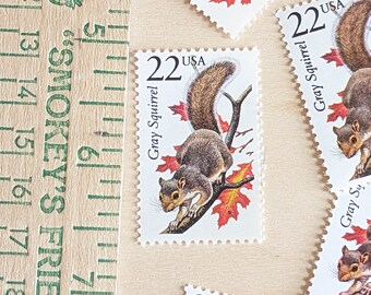 ハイイロリス切手5枚セット、未使用の米国郵政公社（USPS）22セント
