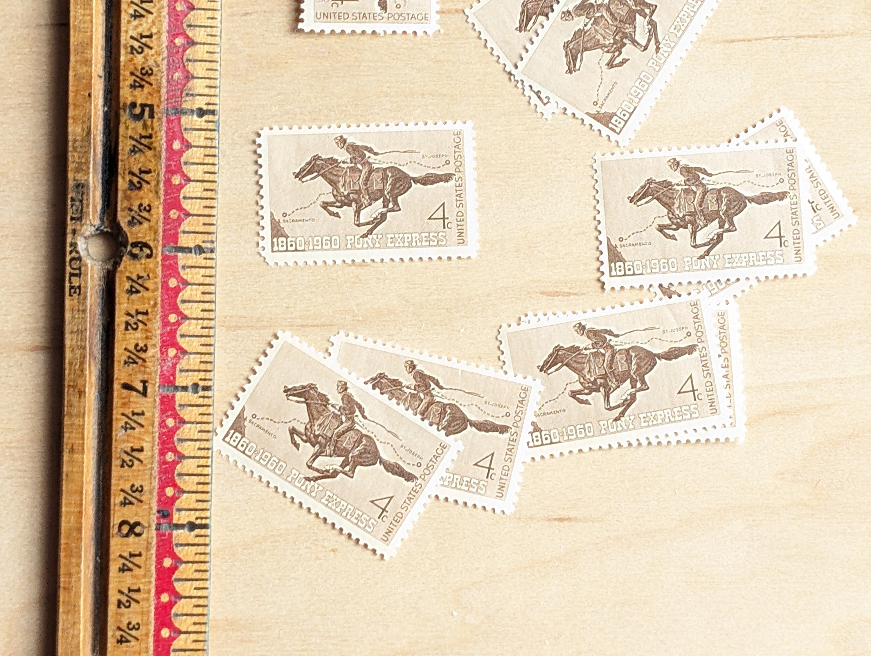 【中古】 10 Pony Express Stamps, 1860-1960 4 Cent, Unused Stamps 標本