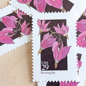 5 Shooting Star Wildflower 29 Cent Stamps, 1992, Vintage Collectible Stamps