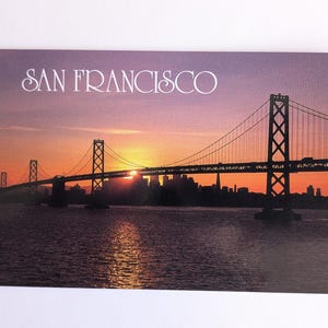 Carte postale de San Francisco non utilisée, Golden Gate Bridge au coucher du soleil