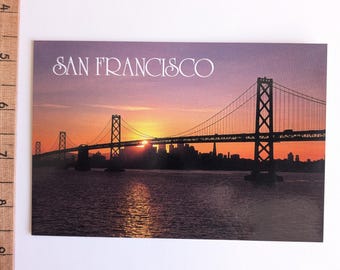 Carte postale de San Francisco non utilisée, Golden Gate Bridge au coucher du soleil