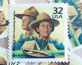 Set of 5 Boy and Girl Scouts of America Stamps, Vintage Unused USPS 32 Cent Postage Stamps, 1910s Celebrate the Century Series 1998, Gummed