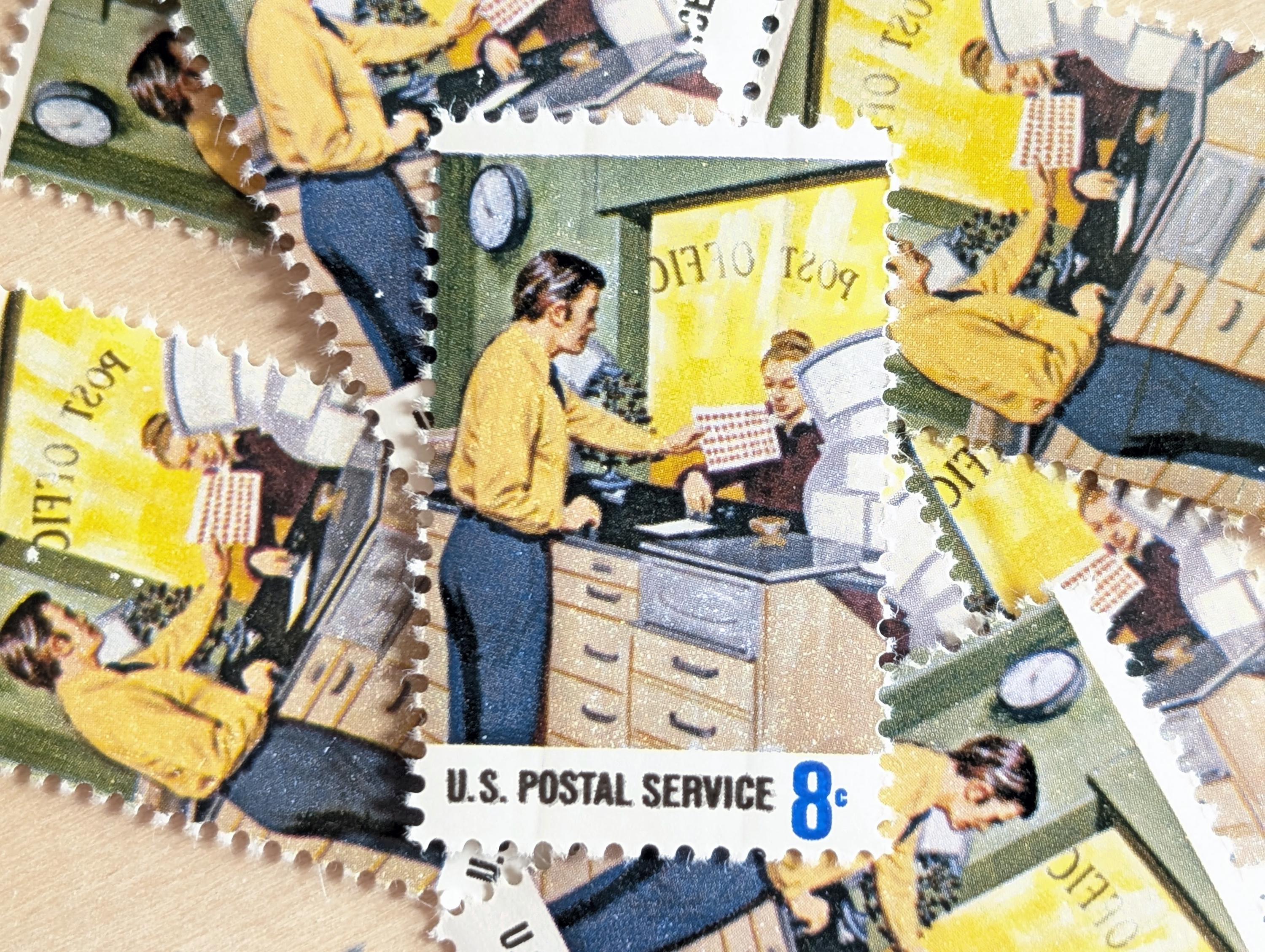 米国郵便局切手10枚セット、未使用の8セント切手、1973年発行、糊付き