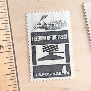 Set of 10 Freedom of The Press Stamps, 4 Cent, Unused Stamps, 1958, Vintage Collectible Stamps