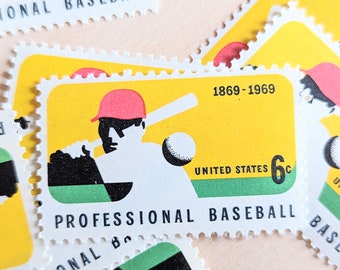 10 sellos de béisbol profesional, antiguos, sin usar, de USPS, de 6 centavos, 1969, engomados
