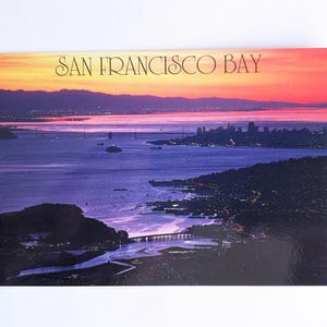 Carte postale inutilisée Coucher de soleil sur la baie de San Francisco, Californie