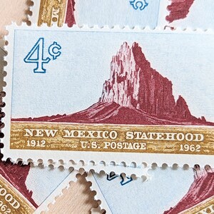 10 selos de estado do Novo México, selos postais não utilizados de 1962, selos de 4 centavos
