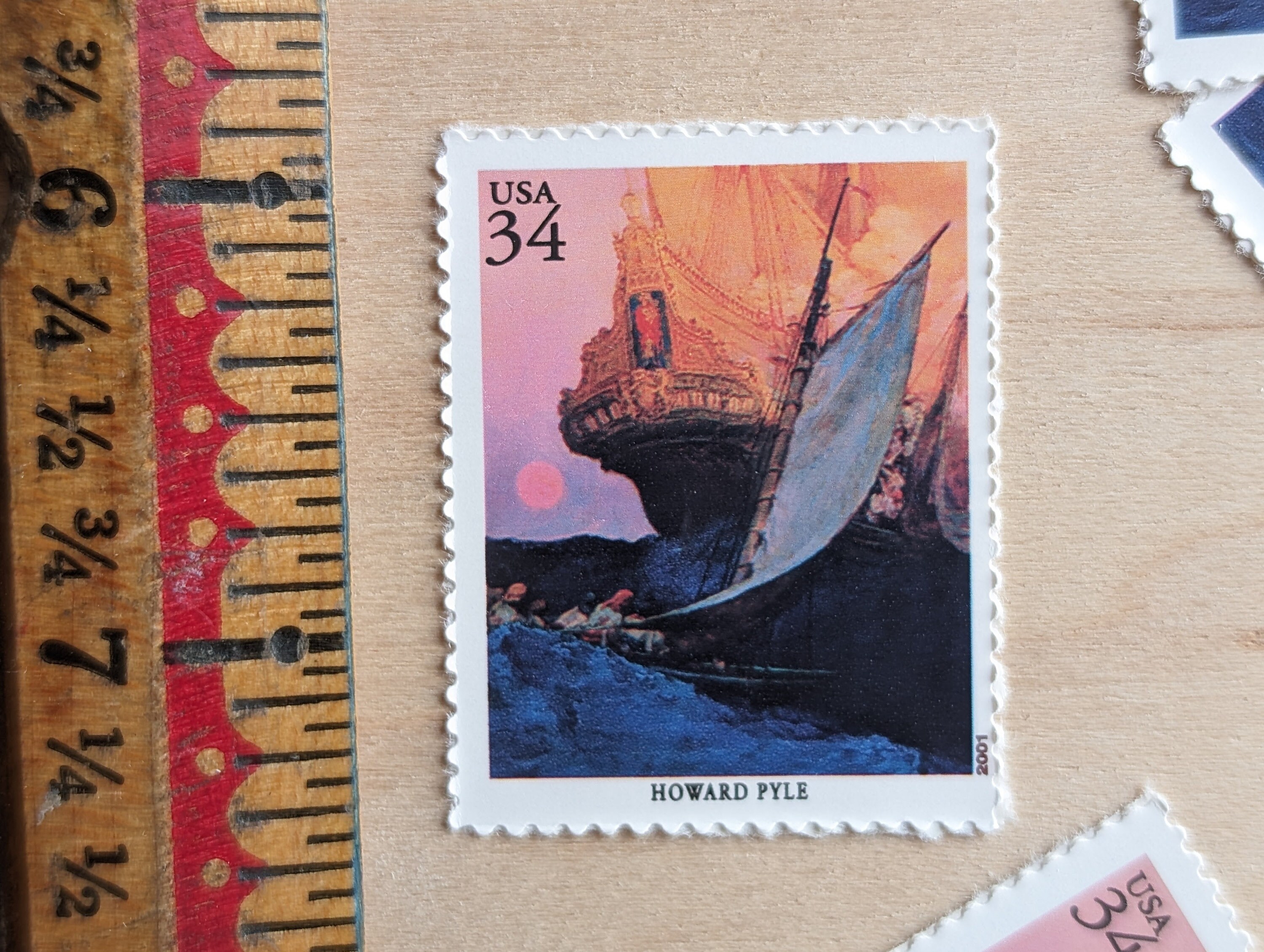 ハワード・パイル5枚、34セント、アメリカイラストレーター切手、未