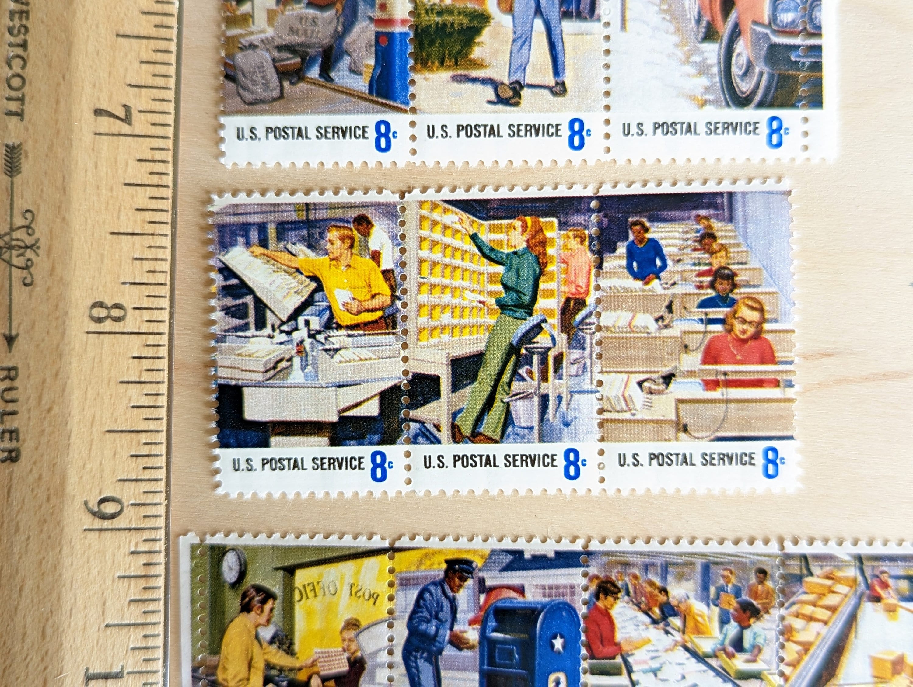 10 U.S. Postal Service Stamps, 1973 Unused Postage Stamps, 8 Cent
