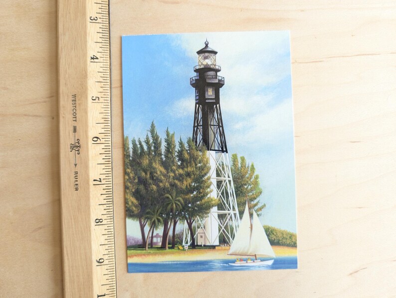 Southeastern Lighthouse Postcard, Tybee Island Ga, Hillsboro Inlet Fl