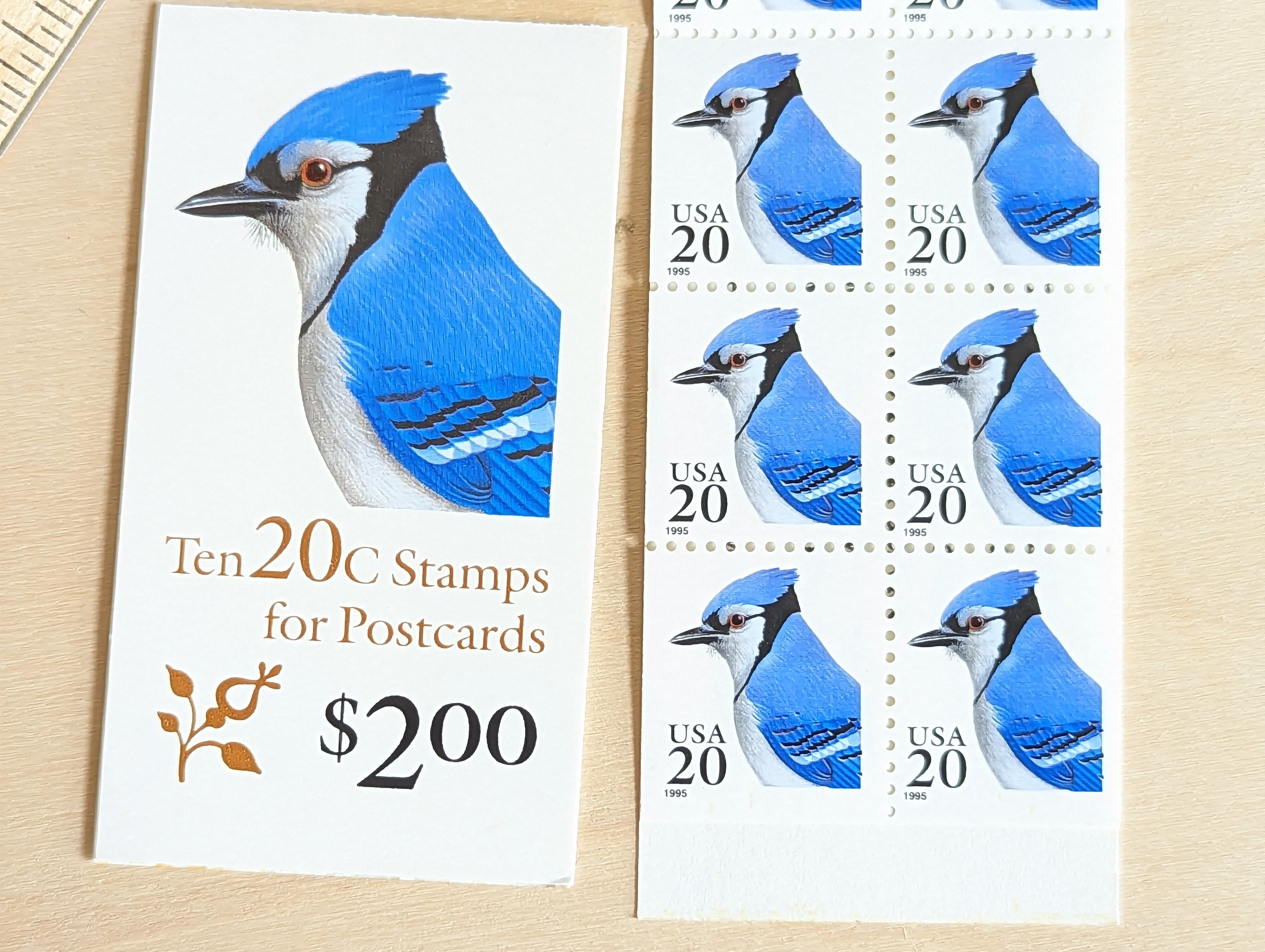 Blue Jay 1995 Booklet of Ten 20 Cent Stamps, Blue Bird, Vintage