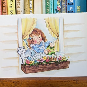 Envíe una tarjeta de felicitación vintage, una tarjeta de jardinería para niñas, 4 opciones para enviar por correo