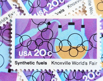 10 Synthetic Fuels stamps, Knoxville World's Fair, 1982 Unused Postage Stamps, 20 Cent Stamps, Vintage Collectible Stamps