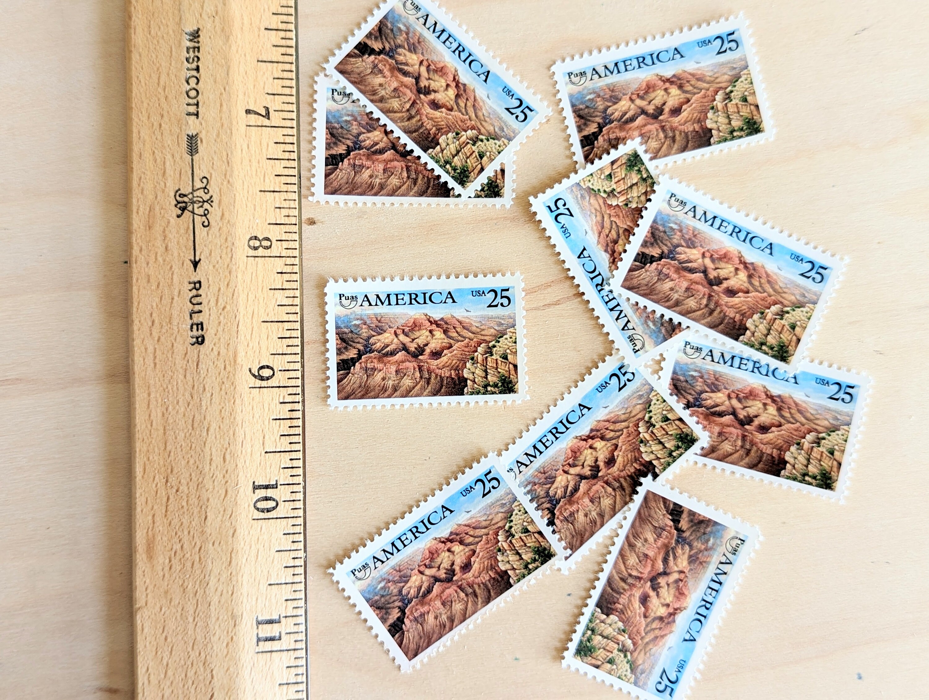 アメリカ・グランドキャニオン切手10枚、1989年未使用郵便切手、25