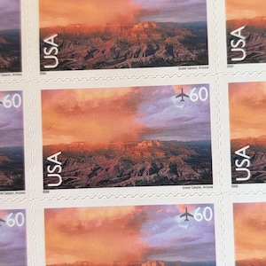 Sheet of 20 Grand Canyon, Unused US Stamps, 2000, 60 Cent Stamps, Vintage Collectible Stamps