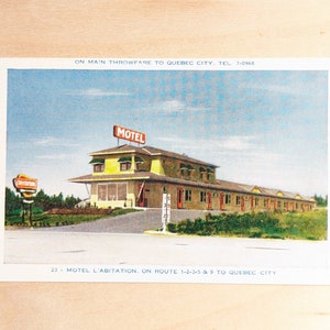 Cartão Postal Unused Motel L'Abitation, a caminho da cidade de Quebec