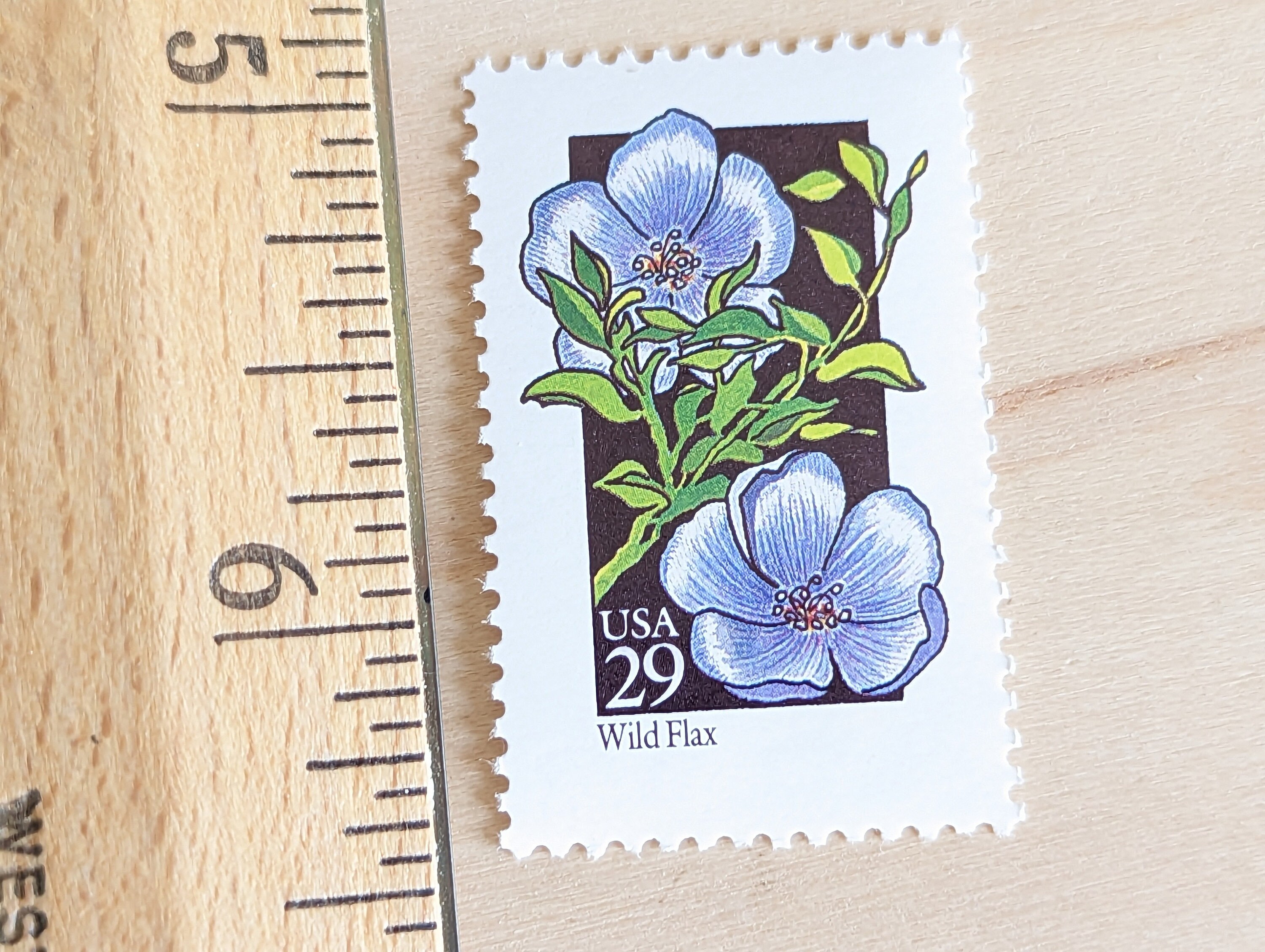 ワイルドフラックス・ワイルドフラワー 29セント切手5枚、1992年