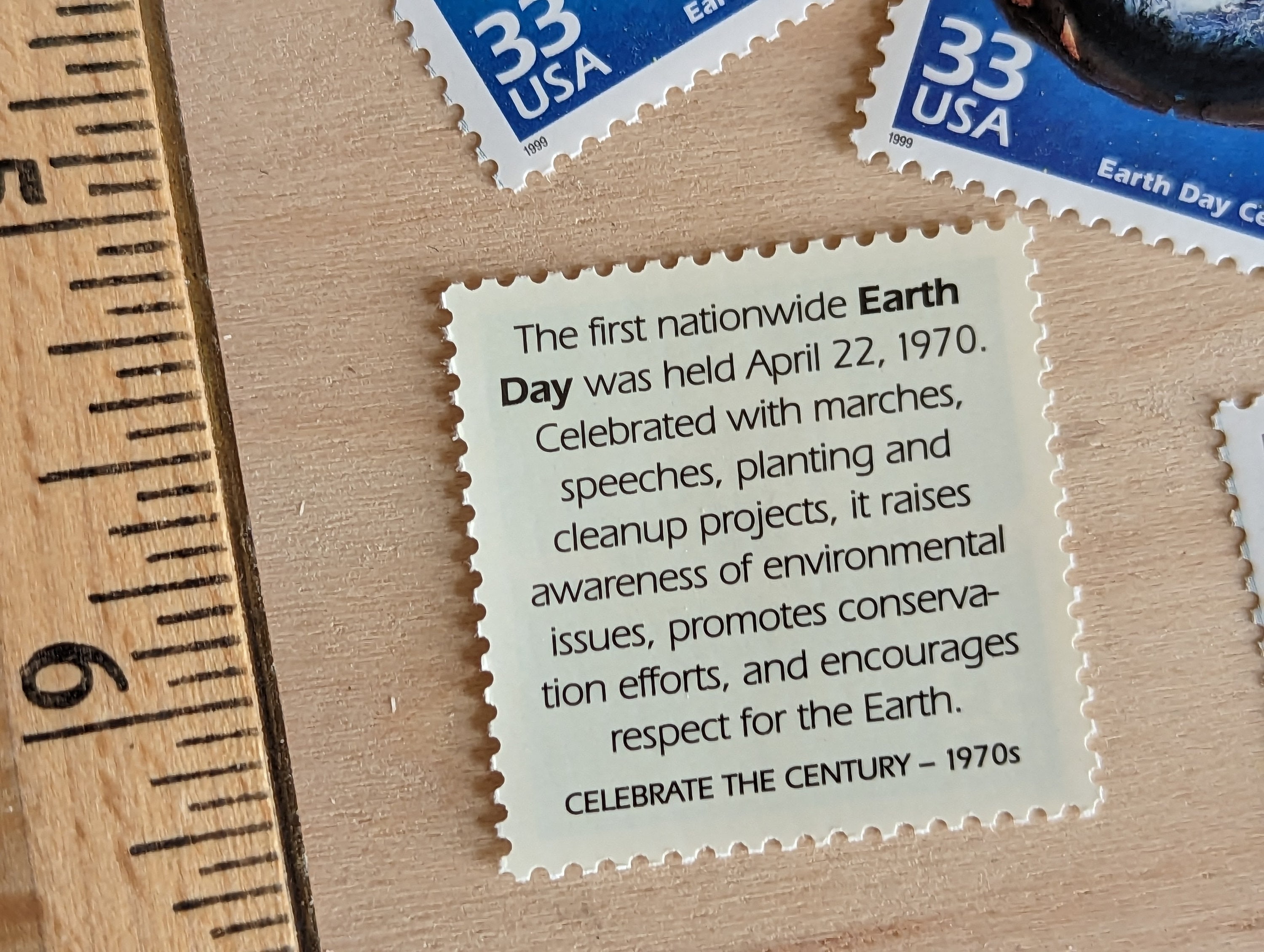 5 Earth Day Stamps, Vintage Unused USPS 33 Cent Postage Stamps