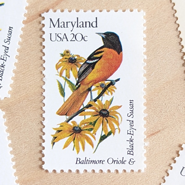 5 Maryland State Bird and Flower, 20 Cent, 1982, Unused Postage Stamps