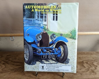 Unopened Automobiles A World on Wheels Stamp Collecting Kit, 1984, Stamp album, 30 International Stamps, Mounting Hinges and Getting Started