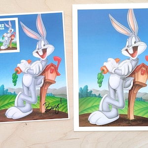 Bugs Bunny Postkarte Looney Tunes 1997 Ungelaufener 20 Cent vorgestempelter Postkarte und 32 Cent Sonderblock