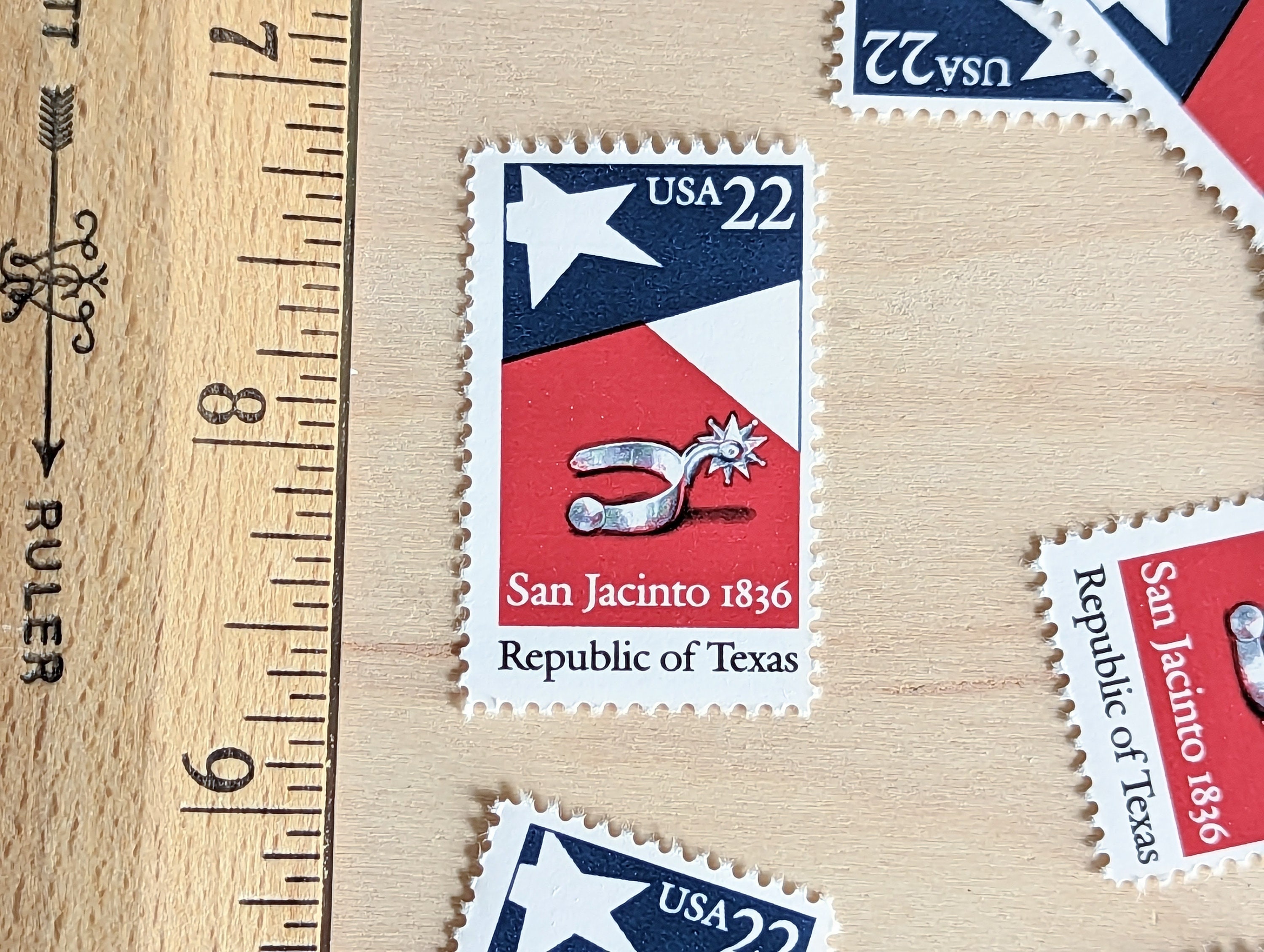テキサス共和国切手10枚セット、ヴィンテージ未使用USPS 22セント切手